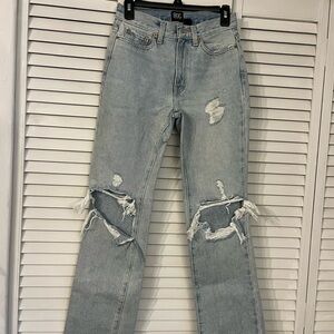 BDG Light Blue Ripped Straight Leg Jeans